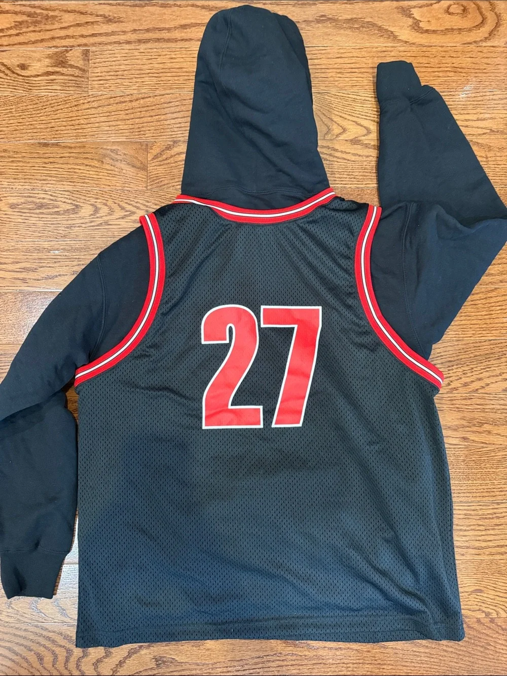 Supreme Black & Red Number 27 Crewneck Hoodie